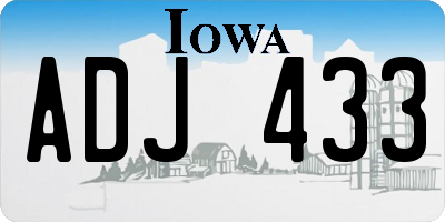 IA license plate ADJ433