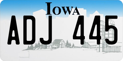 IA license plate ADJ445