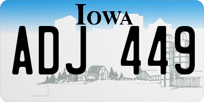 IA license plate ADJ449