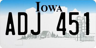 IA license plate ADJ451
