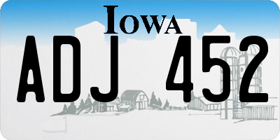 IA license plate ADJ452