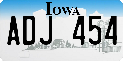 IA license plate ADJ454