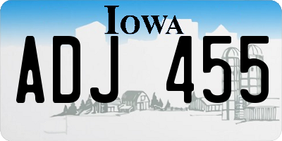 IA license plate ADJ455