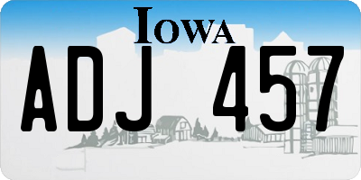 IA license plate ADJ457