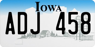 IA license plate ADJ458