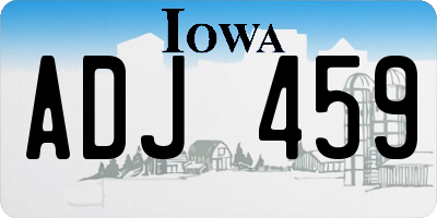 IA license plate ADJ459
