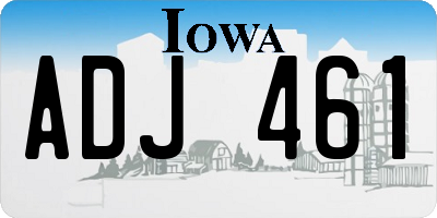 IA license plate ADJ461