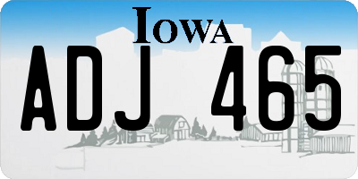 IA license plate ADJ465