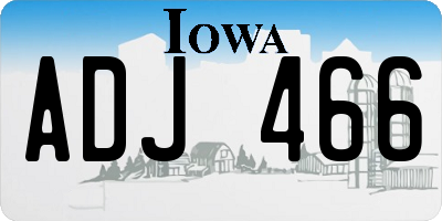IA license plate ADJ466