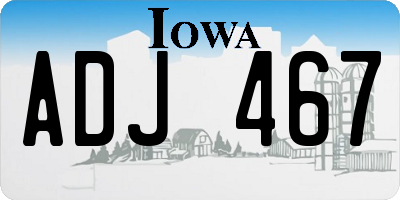 IA license plate ADJ467