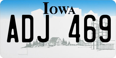 IA license plate ADJ469