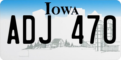 IA license plate ADJ470