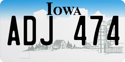 IA license plate ADJ474