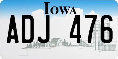 IA license plate ADJ476