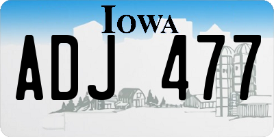 IA license plate ADJ477