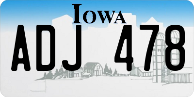 IA license plate ADJ478