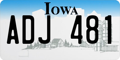IA license plate ADJ481