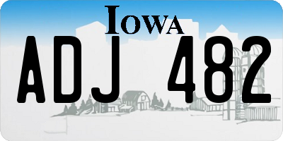 IA license plate ADJ482