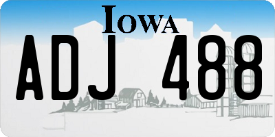 IA license plate ADJ488
