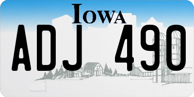 IA license plate ADJ490