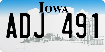 IA license plate ADJ491