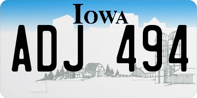 IA license plate ADJ494