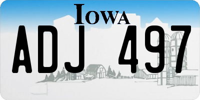 IA license plate ADJ497