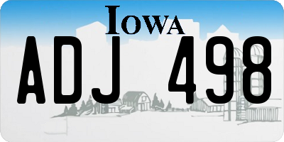 IA license plate ADJ498