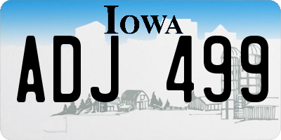 IA license plate ADJ499