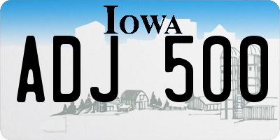 IA license plate ADJ500