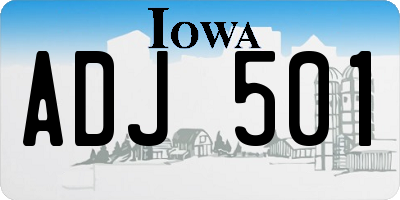 IA license plate ADJ501