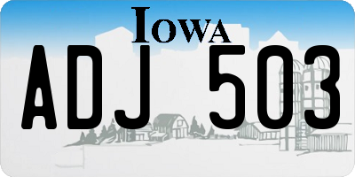 IA license plate ADJ503
