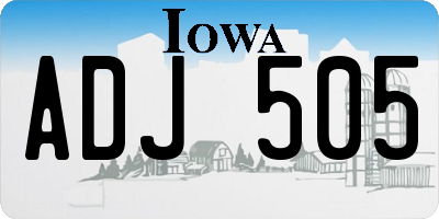 IA license plate ADJ505
