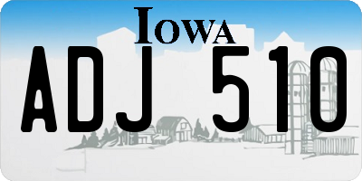 IA license plate ADJ510