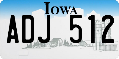 IA license plate ADJ512