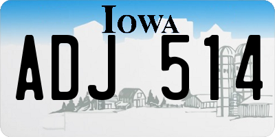 IA license plate ADJ514