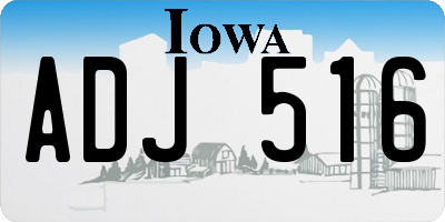 IA license plate ADJ516
