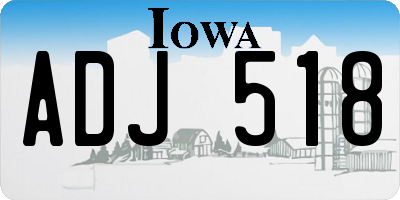 IA license plate ADJ518