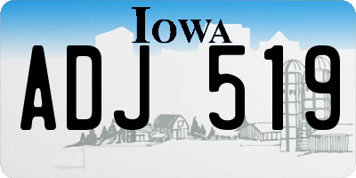 IA license plate ADJ519