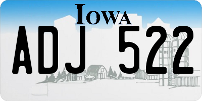IA license plate ADJ522