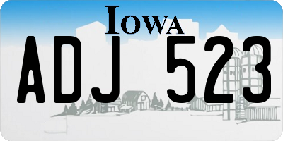 IA license plate ADJ523