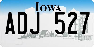 IA license plate ADJ527