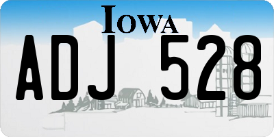 IA license plate ADJ528