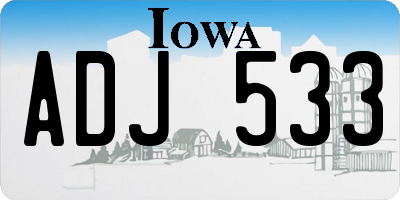 IA license plate ADJ533