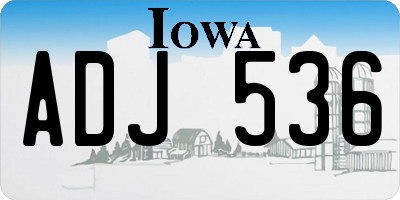 IA license plate ADJ536