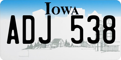 IA license plate ADJ538