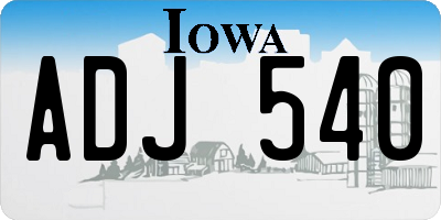 IA license plate ADJ540