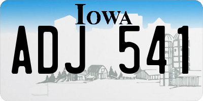 IA license plate ADJ541