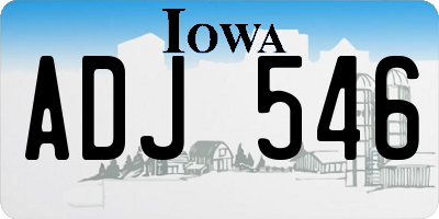 IA license plate ADJ546