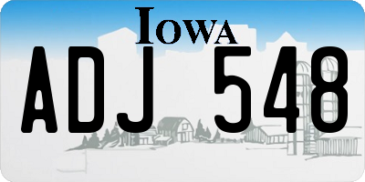 IA license plate ADJ548